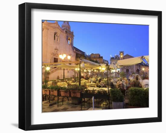 People in a Restaurant, Taormina, Sicily, Italy, Europe-Vincenzo Lombardo-Framed Photographic Print