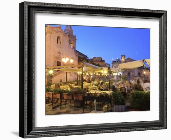 People in a Restaurant, Taormina, Sicily, Italy, Europe-Vincenzo Lombardo-Framed Photographic Print