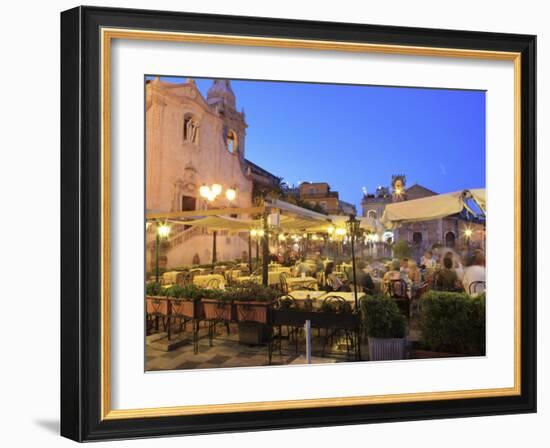 People in a Restaurant, Taormina, Sicily, Italy, Europe-Vincenzo Lombardo-Framed Photographic Print