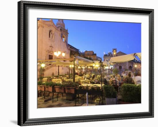 People in a Restaurant, Taormina, Sicily, Italy, Europe-Vincenzo Lombardo-Framed Photographic Print