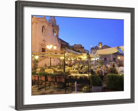 People in a Restaurant, Taormina, Sicily, Italy, Europe-Vincenzo Lombardo-Framed Photographic Print