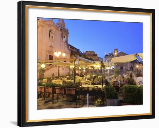 People in a Restaurant, Taormina, Sicily, Italy, Europe-Vincenzo Lombardo-Framed Photographic Print