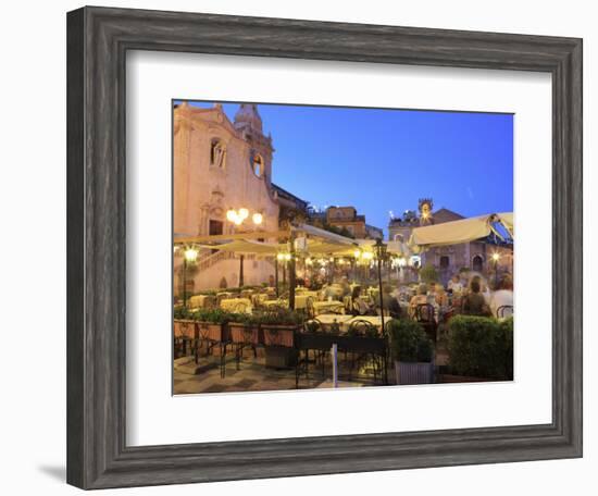 People in a Restaurant, Taormina, Sicily, Italy, Europe-Vincenzo Lombardo-Framed Photographic Print