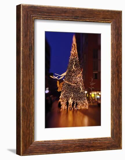 People in Front of Illuminated Fir, Christmas Fair in the Hafencity, Modern, New, Colourful-Axel Schmies-Framed Photographic Print