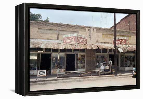 People in Front of Shops and under Metal Awning on Edisto Island, South Carolina, 1956-Walter Sanders-Framed Premier Image Canvas