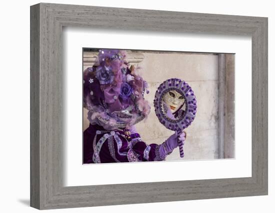 People in Masks and Costumes, Carnival, Venice, Veneto, Italy, Europe-Jean Brooks-Framed Photographic Print