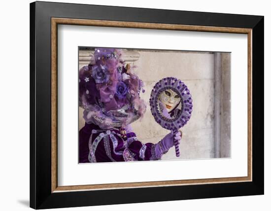 People in Masks and Costumes, Carnival, Venice, Veneto, Italy, Europe-Jean Brooks-Framed Photographic Print