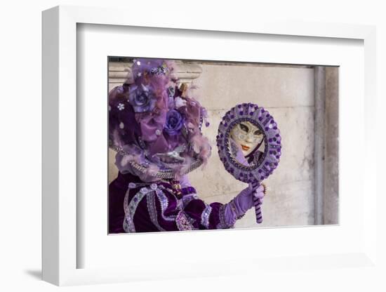 People in Masks and Costumes, Carnival, Venice, Veneto, Italy, Europe-Jean Brooks-Framed Photographic Print