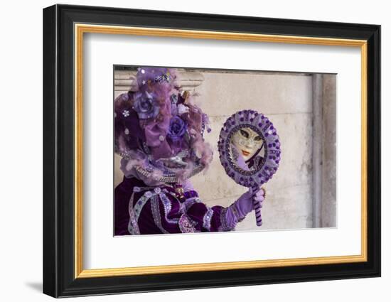People in Masks and Costumes, Carnival, Venice, Veneto, Italy, Europe-Jean Brooks-Framed Photographic Print