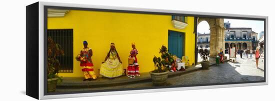 People in Native Dress on Plaza De La Catedral, Havana, Cuba-null-Framed Stretched Canvas