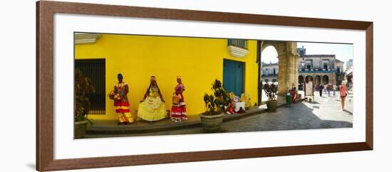 People in Native Dress on Plaza De La Catedral, Havana, Cuba-null-Framed Photographic Print