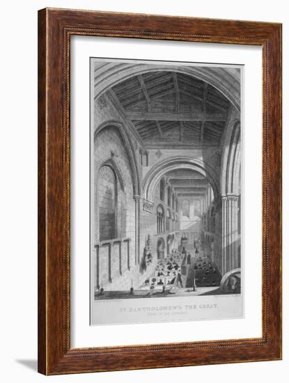 People in Pews Inside the Church of St Bartholomew-The-Great, Smithfield, City of London, 1837-John Le Keux-Framed Giclee Print
