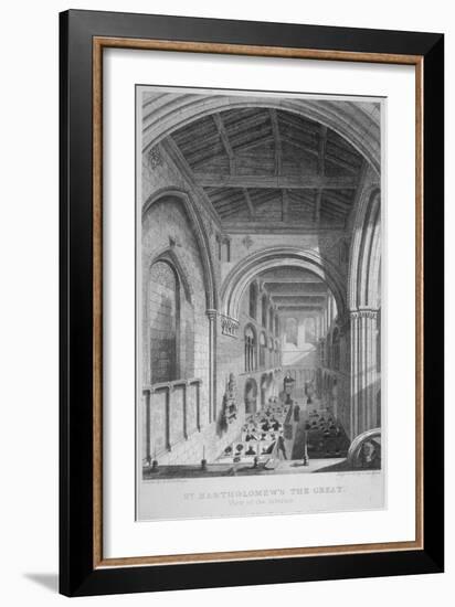 People in Pews Inside the Church of St Bartholomew-The-Great, Smithfield, City of London, 1837-John Le Keux-Framed Giclee Print