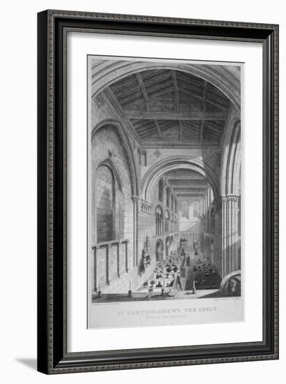 People in Pews Inside the Church of St Bartholomew-The-Great, Smithfield, City of London, 1837-John Le Keux-Framed Giclee Print