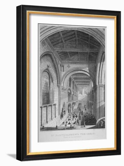 People in Pews Inside the Church of St Bartholomew-The-Great, Smithfield, City of London, 1837-John Le Keux-Framed Giclee Print