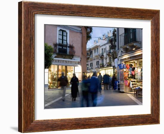 People in Street in the Evening, Taormina, Sicily, Italy, Europe-Martin Child-Framed Photographic Print