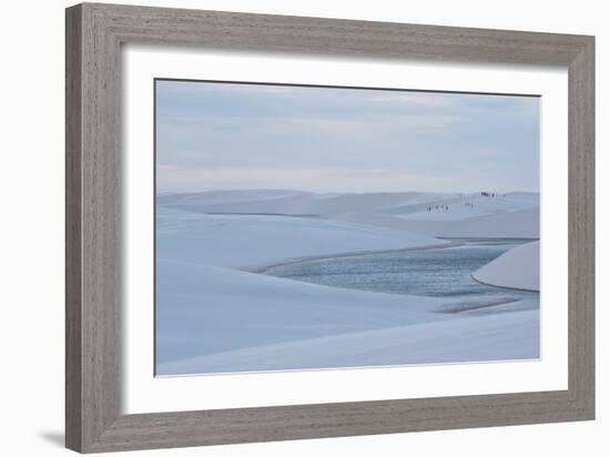 People in the Distance Among Brazil's Lencois Maranhenses Sand Dunes and Lagoons-Alex Saberi-Framed Photographic Print