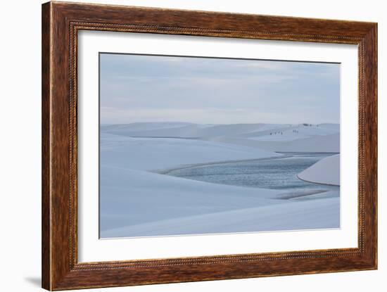 People in the Distance Among Brazil's Lencois Maranhenses Sand Dunes and Lagoons-Alex Saberi-Framed Photographic Print