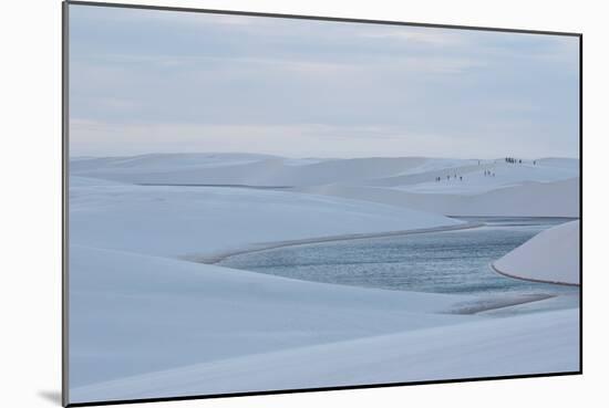 People in the Distance Among Brazil's Lencois Maranhenses Sand Dunes and Lagoons-Alex Saberi-Mounted Photographic Print