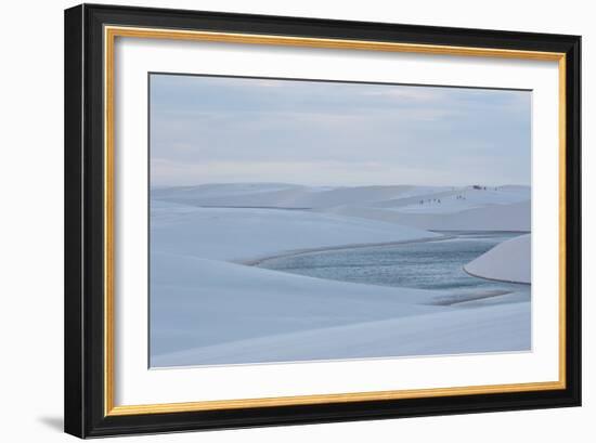 People in the Distance Among Brazil's Lencois Maranhenses Sand Dunes and Lagoons-Alex Saberi-Framed Photographic Print