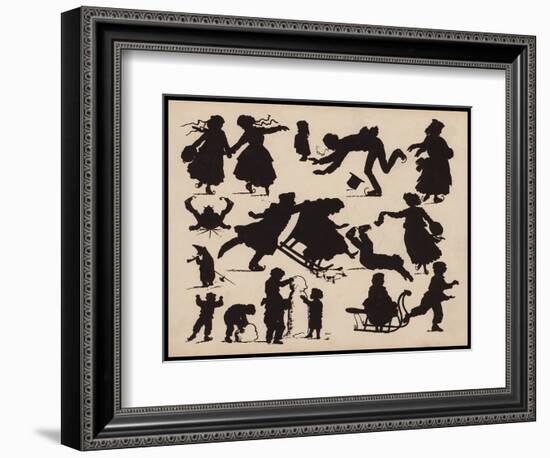 People in Winter (Litho)-English School-Framed Giclee Print