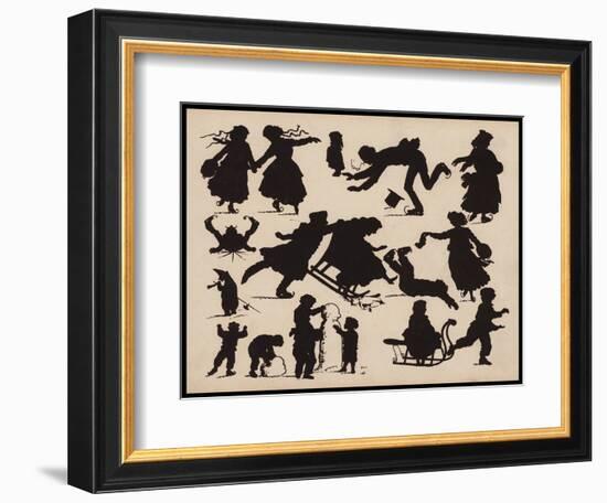 People in Winter (Litho)-English School-Framed Giclee Print