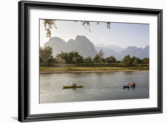 People Kayaking on the Nam Song River, Vang Vieng, Laos, Indochina, Southeast Asia, Asia-Yadid Levy-Framed Photographic Print