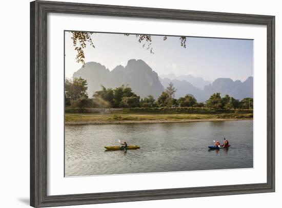 People Kayaking on the Nam Song River, Vang Vieng, Laos, Indochina, Southeast Asia, Asia-Yadid Levy-Framed Photographic Print