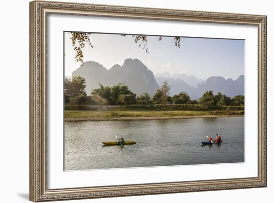 People Kayaking on the Nam Song River, Vang Vieng, Laos, Indochina, Southeast Asia, Asia-Yadid Levy-Framed Photographic Print