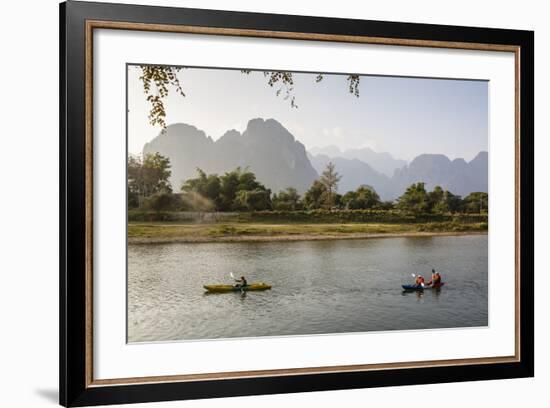 People Kayaking on the Nam Song River, Vang Vieng, Laos, Indochina, Southeast Asia, Asia-Yadid Levy-Framed Photographic Print