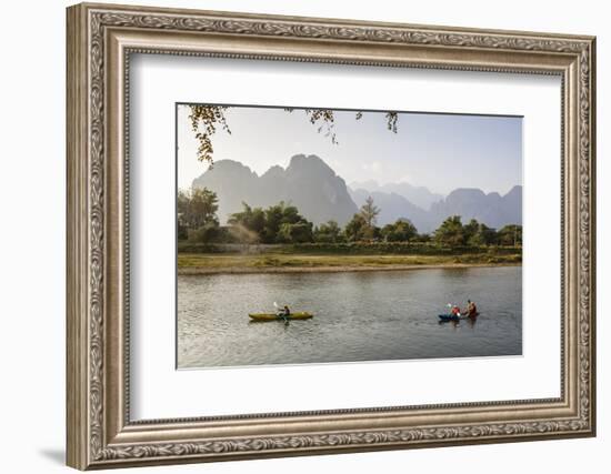 People Kayaking on the Nam Song River, Vang Vieng, Laos, Indochina, Southeast Asia, Asia-Yadid Levy-Framed Photographic Print