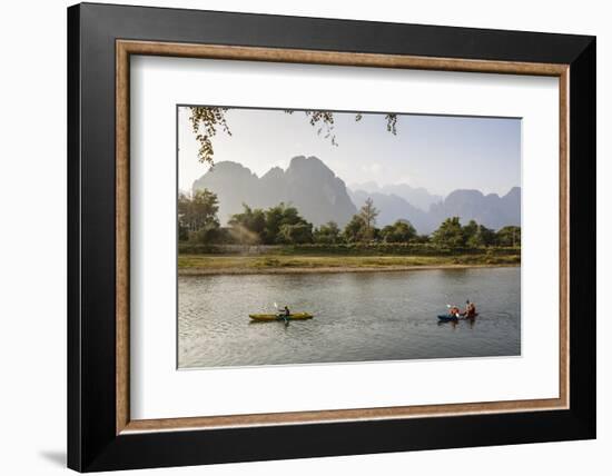 People Kayaking on the Nam Song River, Vang Vieng, Laos, Indochina, Southeast Asia, Asia-Yadid Levy-Framed Photographic Print