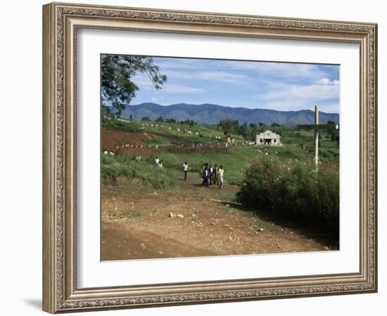 People Leaving Church on a Sunday, Fort Portal, Uganda, East Africa, Africa-David Poole-Framed Photographic Print