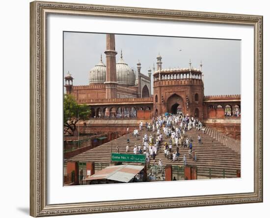 People Leaving the Jama Masjid (Friday Mosque) after the Friday Prayers, Old Delhi, Delhi, India, A-Gavin Hellier-Framed Photographic Print