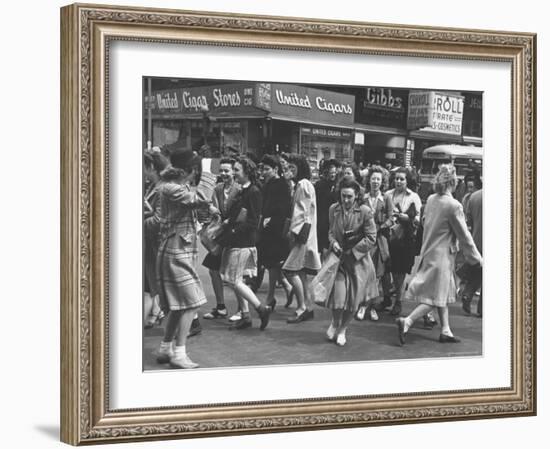 People Moving Through the Streets During Business Hours-Peter Stackpole-Framed Photographic Print