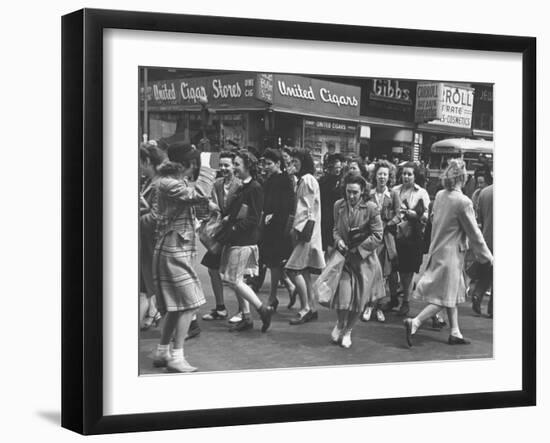 People Moving Through the Streets During Business Hours-Peter Stackpole-Framed Photographic Print