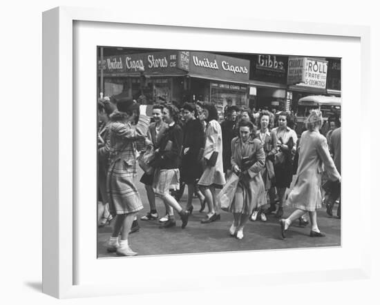 People Moving Through the Streets During Business Hours-Peter Stackpole-Framed Photographic Print