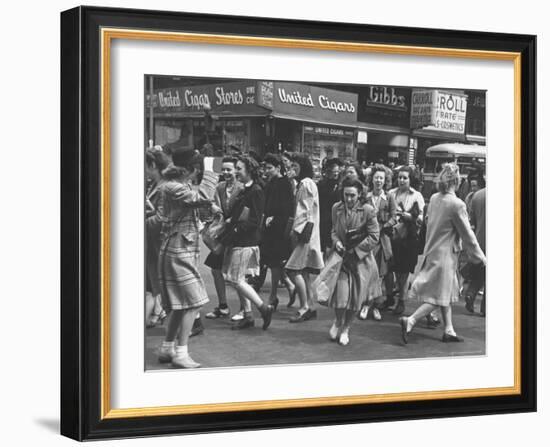 People Moving Through the Streets During Business Hours-Peter Stackpole-Framed Photographic Print