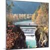 People on a Bridge Over the River Lech and Lechfall, a Man Made Fall-Alex Saberi-Mounted Photographic Print