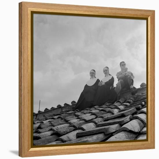 People on a Rooftop Awaiting the Coronation of Pope John XXIII, Vatican City, 4th November 1958-null-Framed Premier Image Canvas