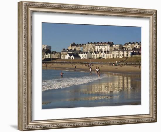 People on the Beach at Portrush, County Antrim, Ulster, Northern Ireland, United Kingdom, Europe-Charles Bowman-Framed Photographic Print