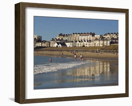 People on the Beach at Portrush, County Antrim, Ulster, Northern Ireland, United Kingdom, Europe-Charles Bowman-Framed Photographic Print