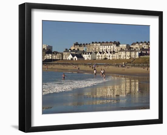 People on the Beach at Portrush, County Antrim, Ulster, Northern Ireland, United Kingdom, Europe-Charles Bowman-Framed Photographic Print