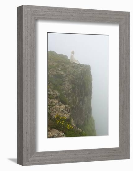 People on the cliff in morning mist, Simien Mountain, Ethiopia-Keren Su-Framed Photographic Print