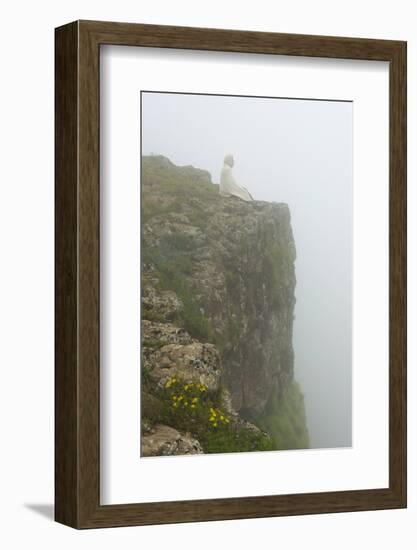 People on the cliff in morning mist, Simien Mountain, Ethiopia-Keren Su-Framed Photographic Print