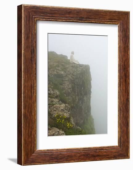 People on the cliff in morning mist, Simien Mountain, Ethiopia-Keren Su-Framed Photographic Print