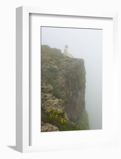 People on the cliff in morning mist, Simien Mountain, Ethiopia-Keren Su-Framed Photographic Print