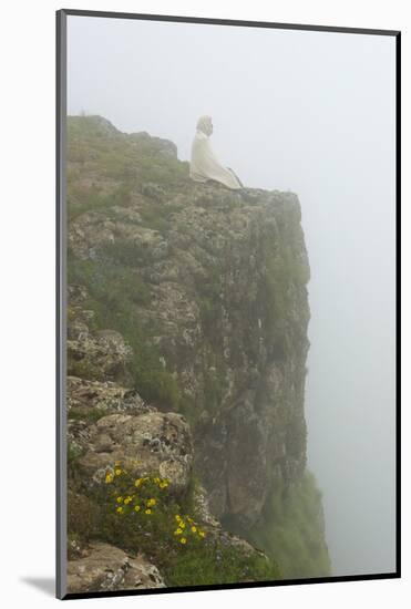 People on the cliff in morning mist, Simien Mountain, Ethiopia-Keren Su-Mounted Photographic Print