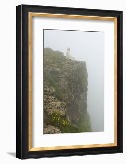 People on the cliff in morning mist, Simien Mountain, Ethiopia-Keren Su-Framed Photographic Print