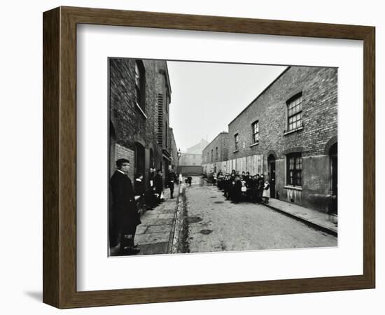 People Outside Boarded-Up Houses in Ainstey Street, Bermondsey, London, 1903-null-Framed Photographic Print